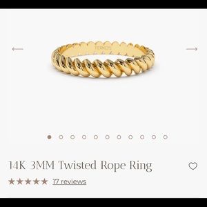 Ferkos 14K Gold 3MM Twisted Rope Ring